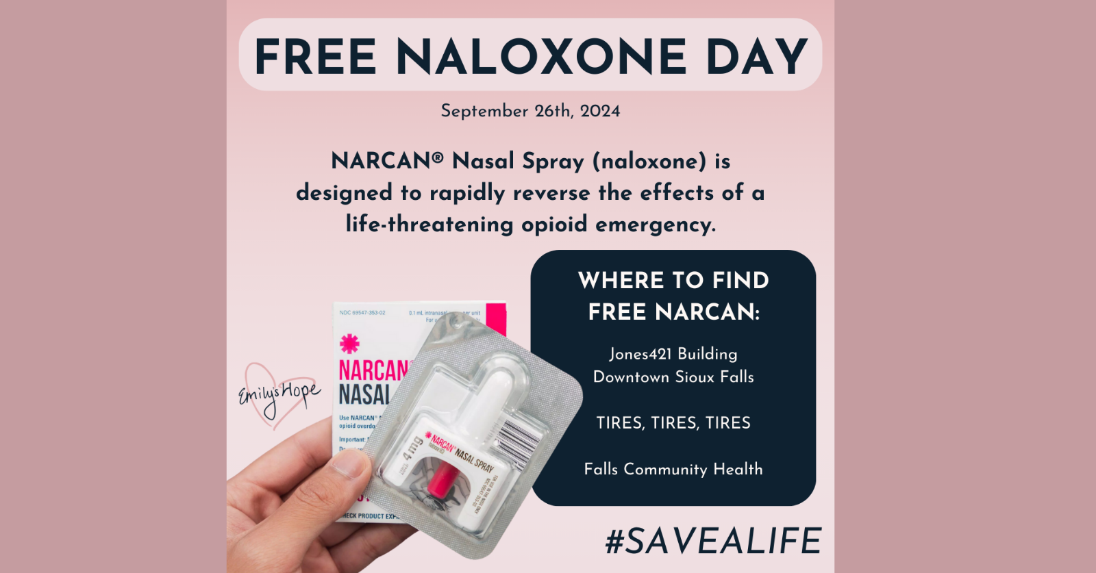 Emily’s Hope distributing free Narcan on Free Naloxone Day